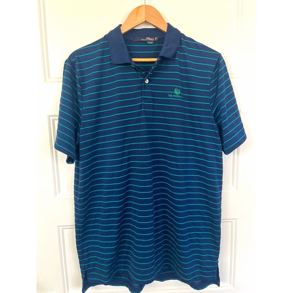 RLX Ralph Lauren Performance Stretch Golf Polo Mens L Striped The Phoenician